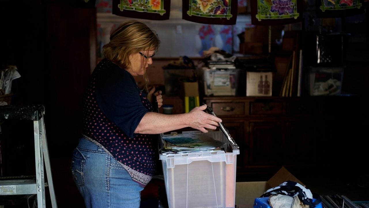 Megan Alisago was able to save boxes full of family mementos by putting them up high in her storage area. (Spectrum News)